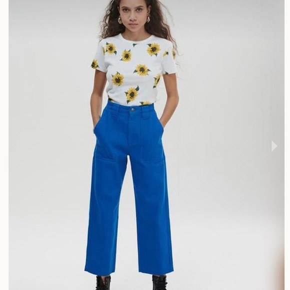 Lucy & Yak Blue Logan Straigh Wide Leg Pants size 24 - Picture 1 of 9